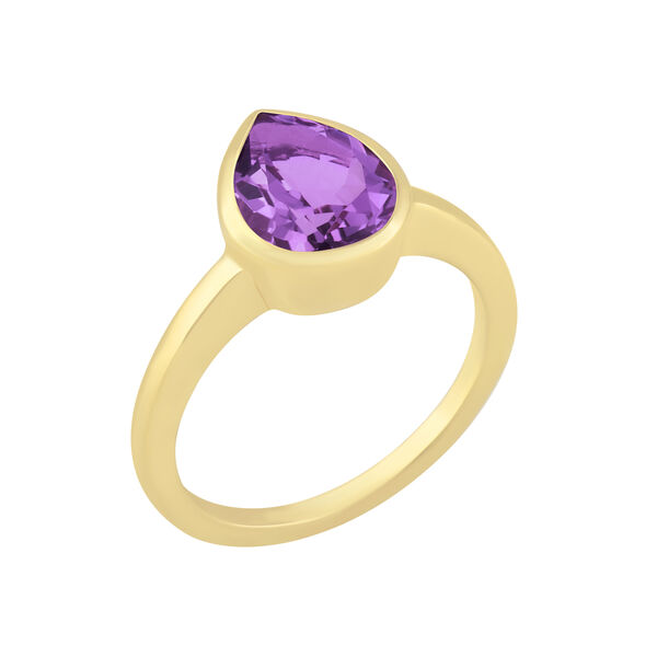 Bezel Set Pear Shape Pink Amethyst Ring