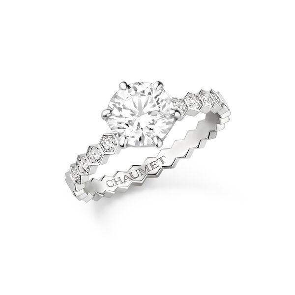 Bee My Love White Gold Diamond Half Pavé Solitaire From 1 Carat