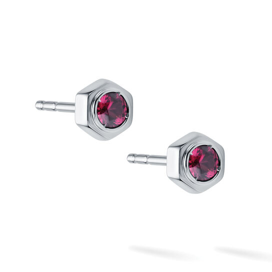 Rhodolite and Silver Stud Earrings image number 1