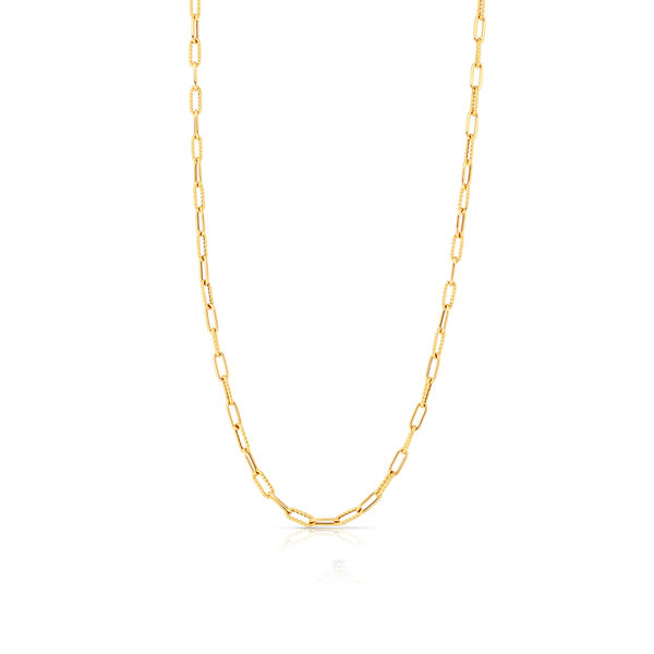 Designer Gold Yellow Gold Paper Clip Twist Chain Necklace