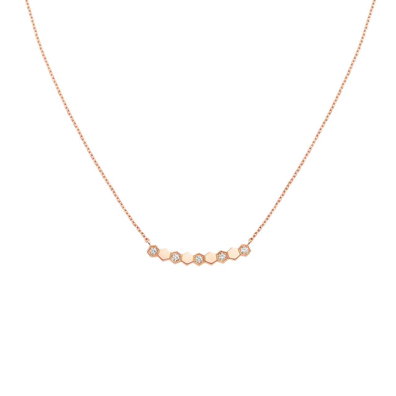 maison birks chaumet bee my love rose gold diamond half pave necklace 083983 image number 0