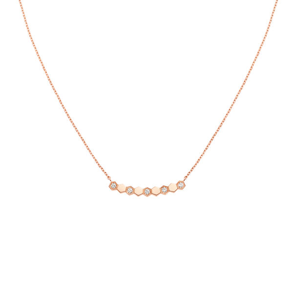Bee My Love Rose Gold Diamond Half Pavé Necklace