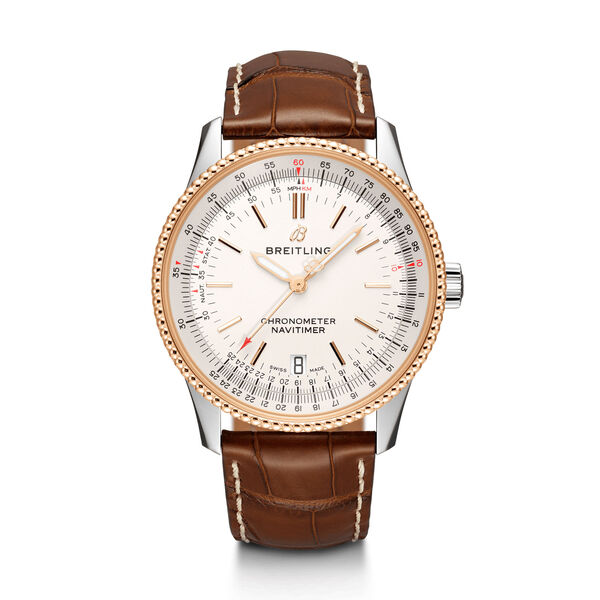 Navitimer automatique 38 acier et or 18K - brun boucle ardillon