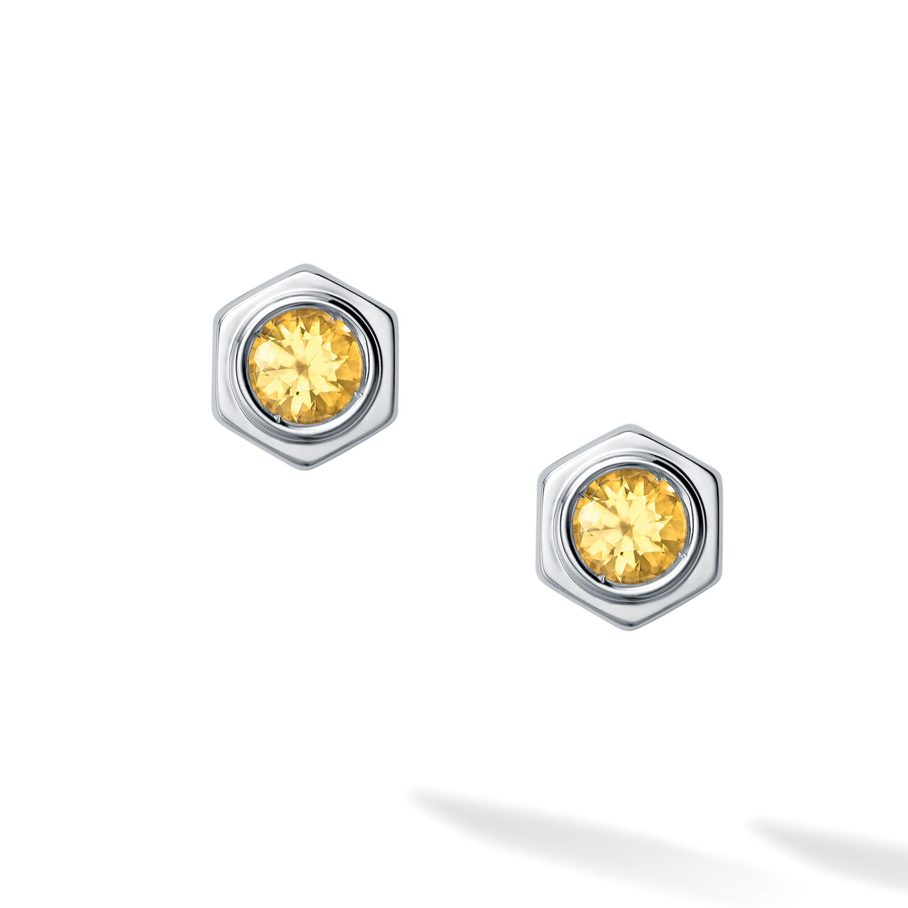 Citrine and Silver Stud Earrings image number 1