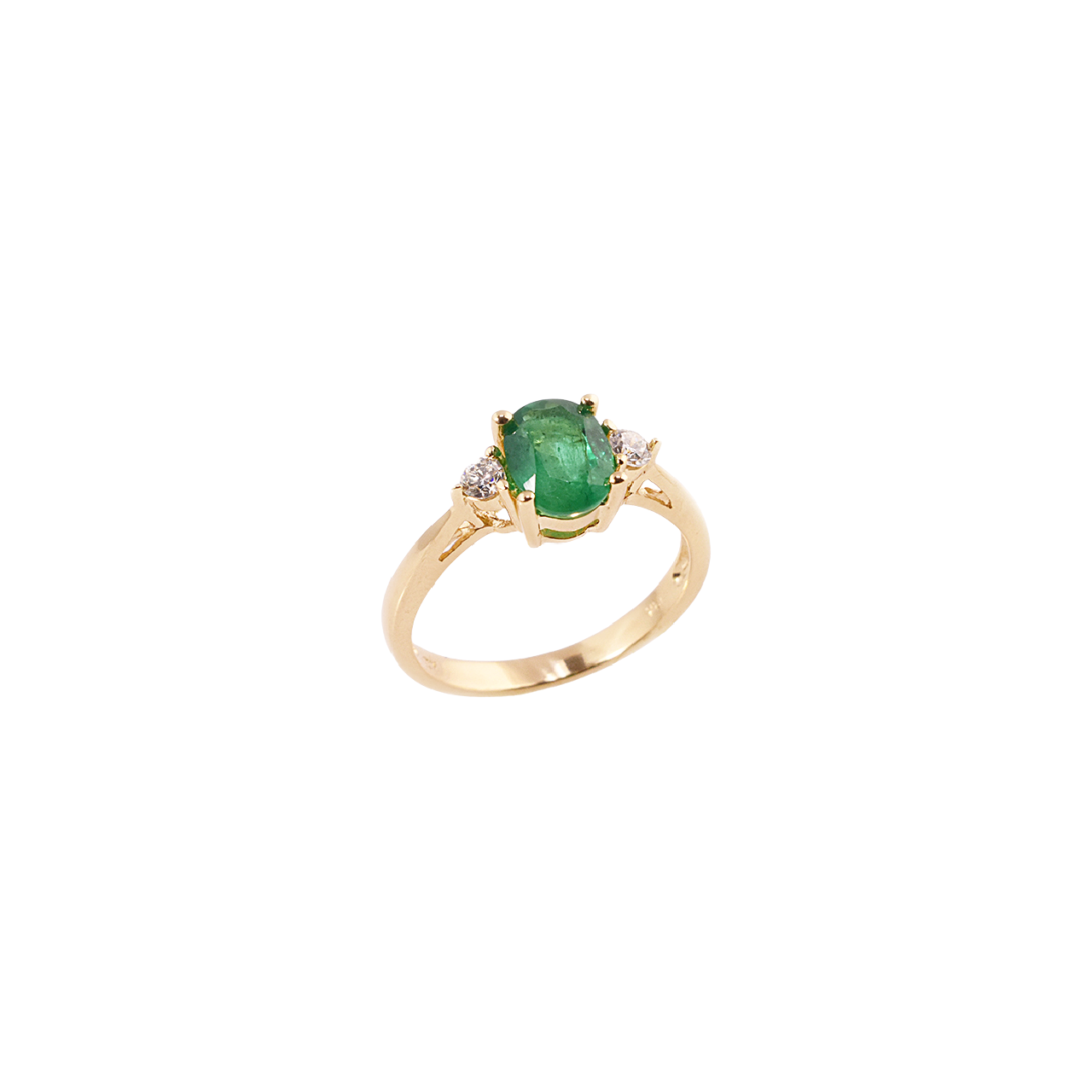 Salon bague en or jaune avec émeraude et diamants image number 0
