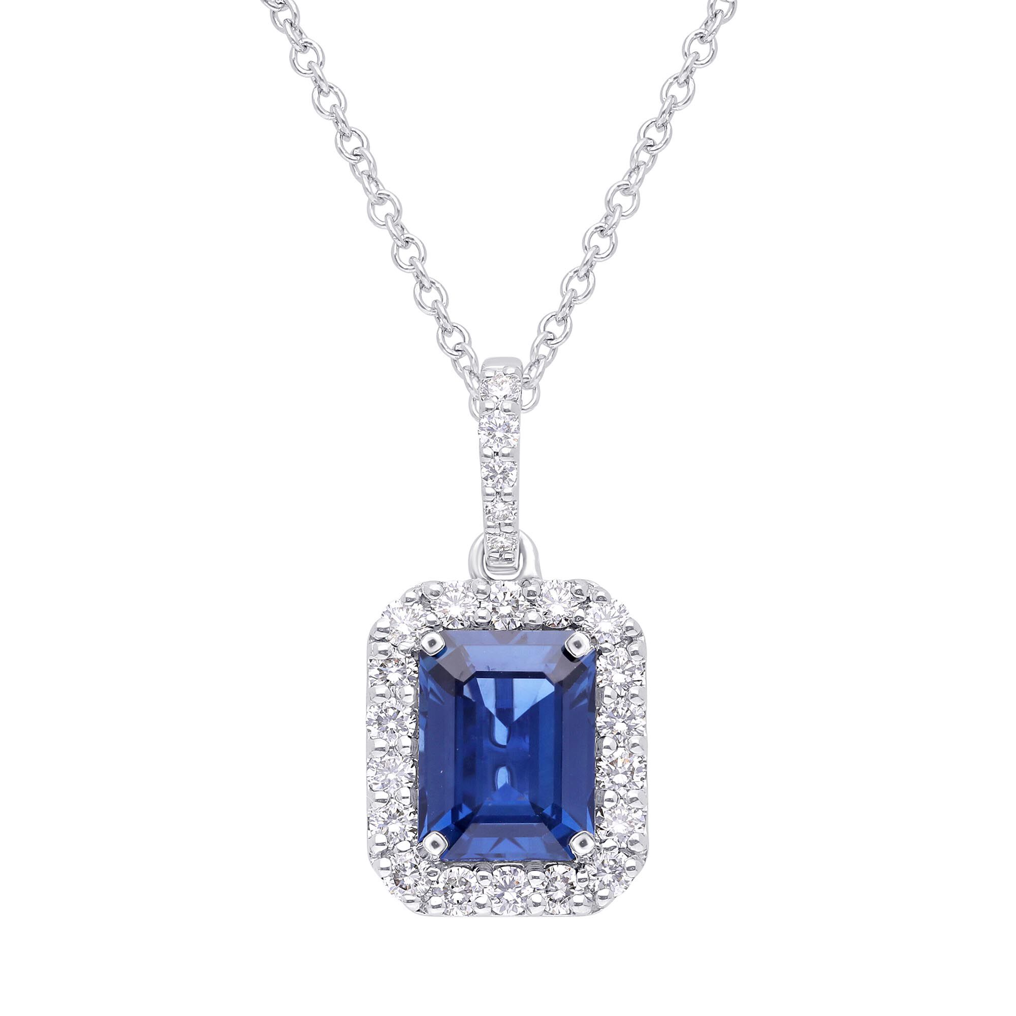 Sapphire halo pendant store