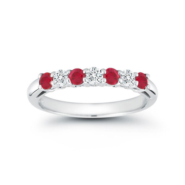 7 Stone 0.24ct Diamond and 0.42ct Ruby Wedding Band