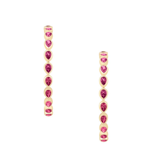 Pink Tourmaline Bezel Set Hoop Earrings image number 1