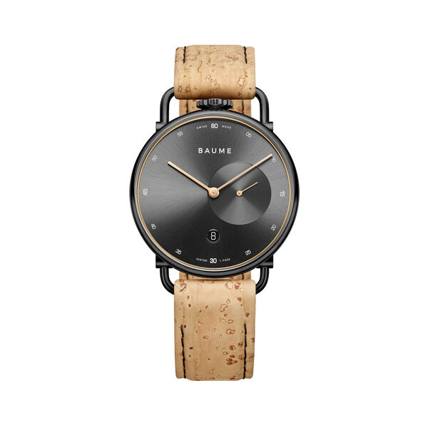 Baume 41 mm petites secondes quartz en acier inoxydable avec PVD noir