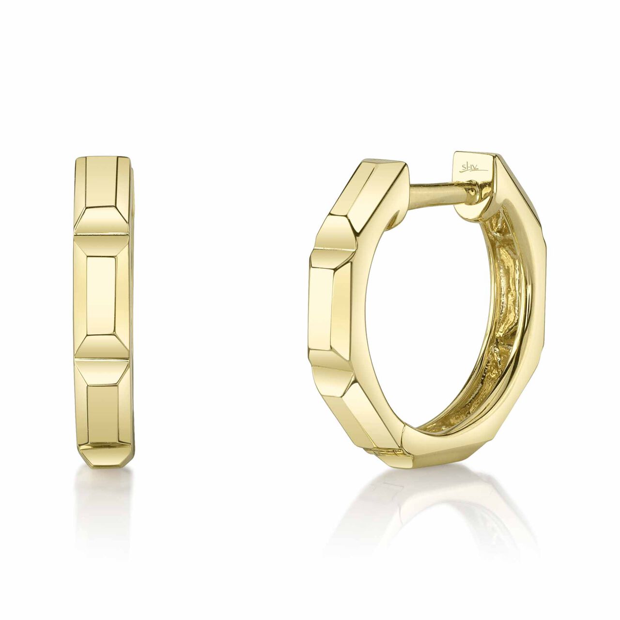 Shy Creation Yellow Gold Octogone Hoop Earrings SC55026876V2GO image number 0