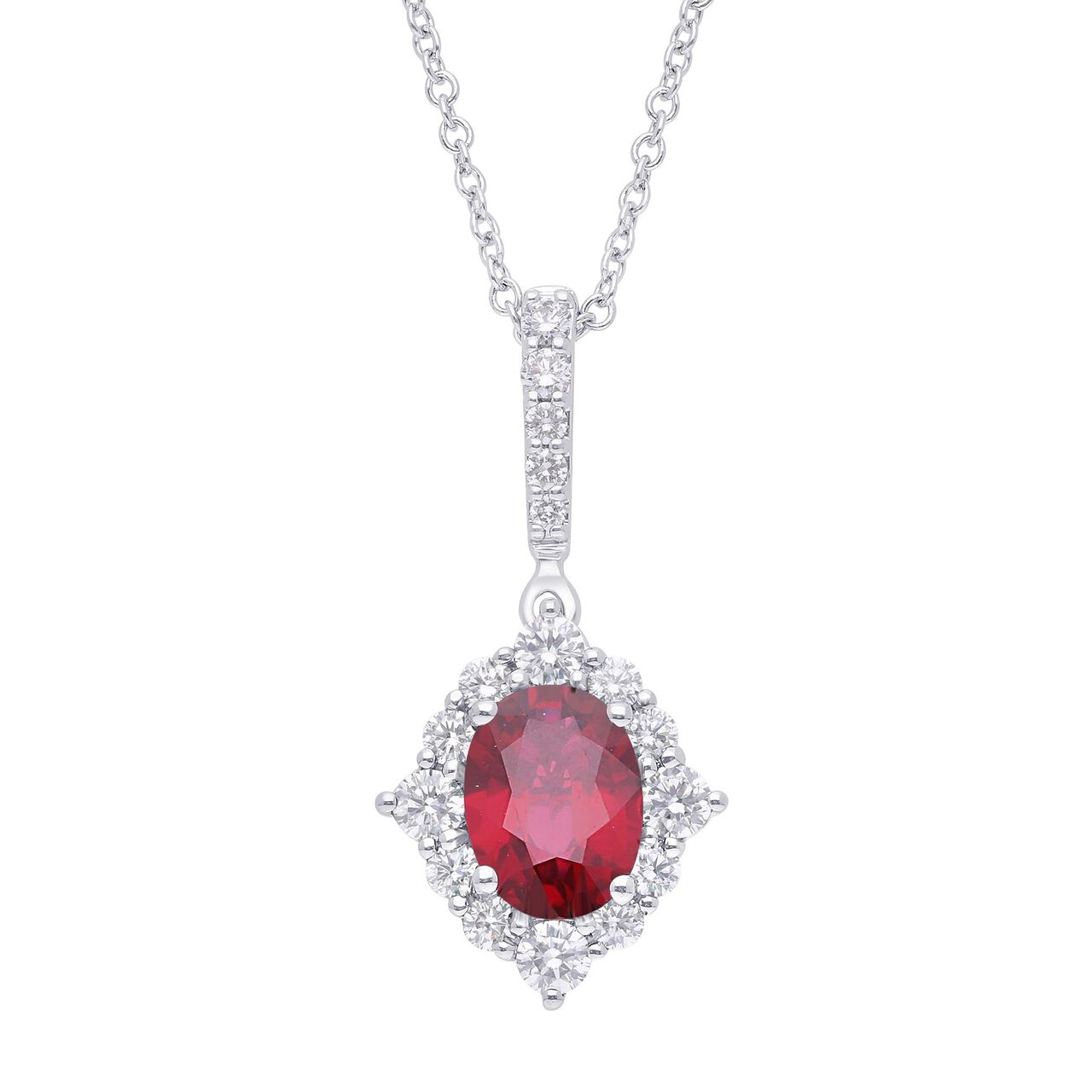 maison birks oval ruby diamond halo fancy pendant sg12185p 8x6 ru front image number 0