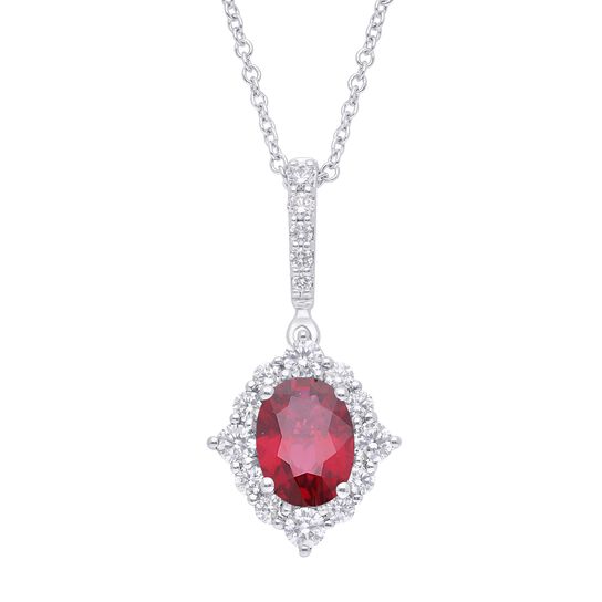 maison birks oval ruby diamond halo fancy pendant sg12185p 8x6 ru front image number 0
