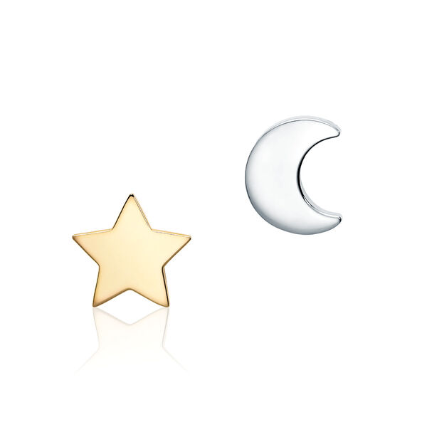 Boucle d’oreille sur clou lune en argent unique pour enfants