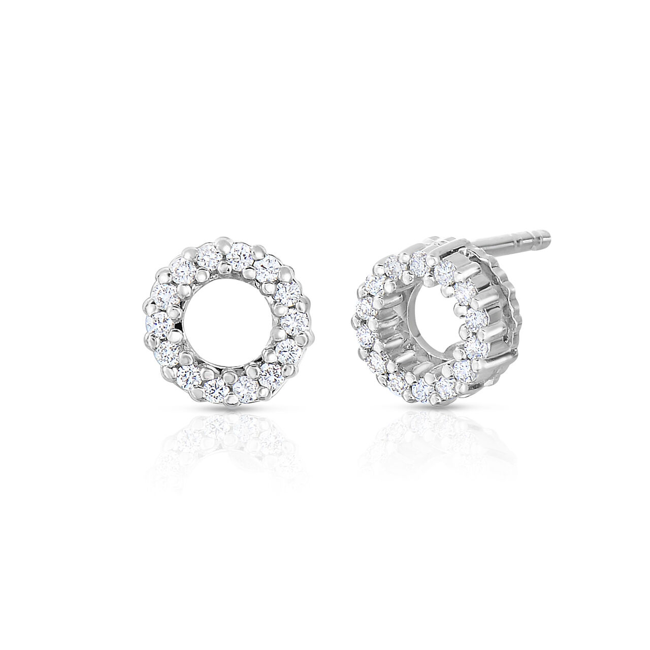 Tiny Treasures White Gold Diamond Circle Earrings image number 0