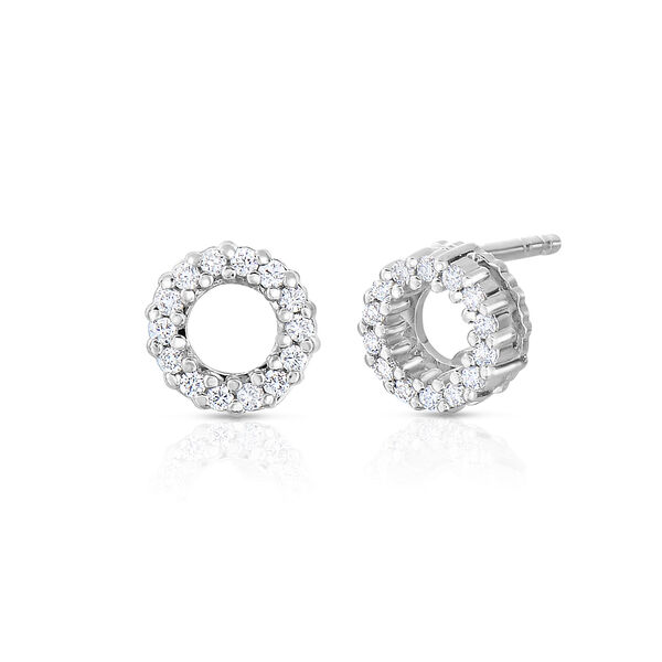 Tiny Treasures White Gold Diamond Circle Earrings