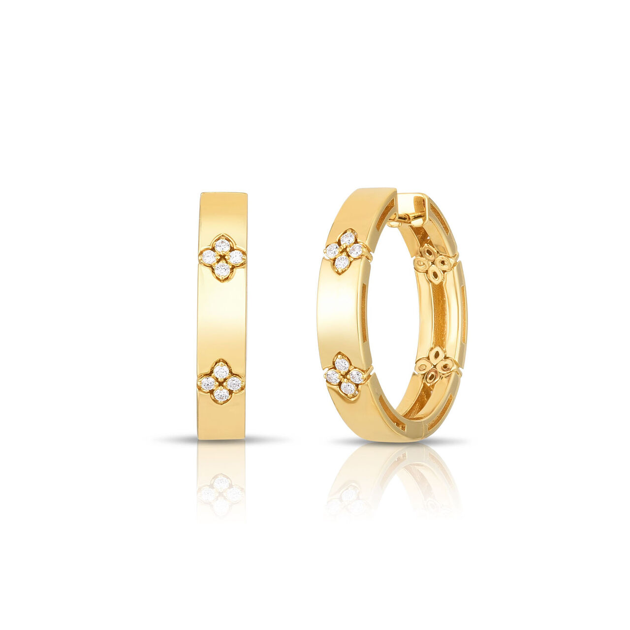 Love In Verona Yellow Gold and Diamond Hoop Earrings image number 0