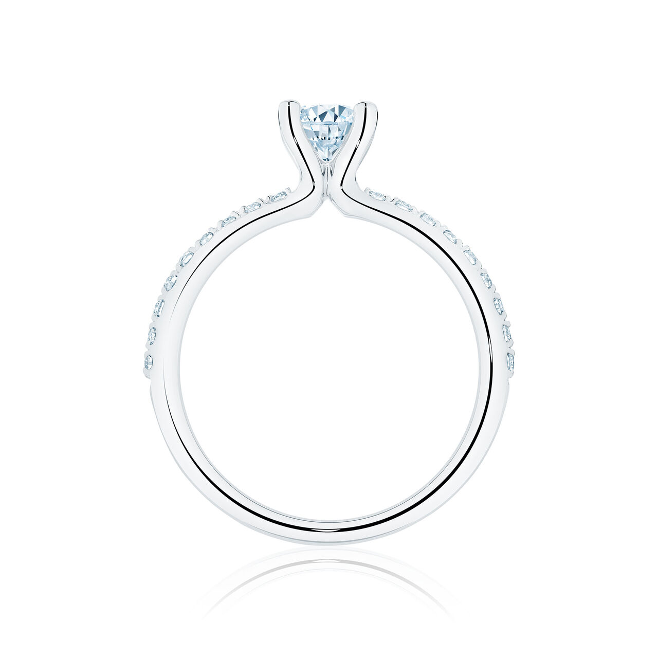Bague de fiançailles à diamant solitaire rond avec anneau serti de diamants image number 4