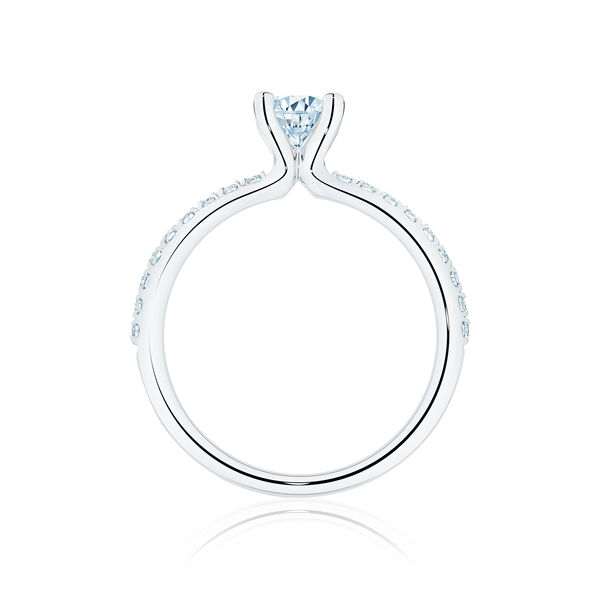 Platinum Round Solitaire Diamond Engagement Ring with Diamond Platinum Band
