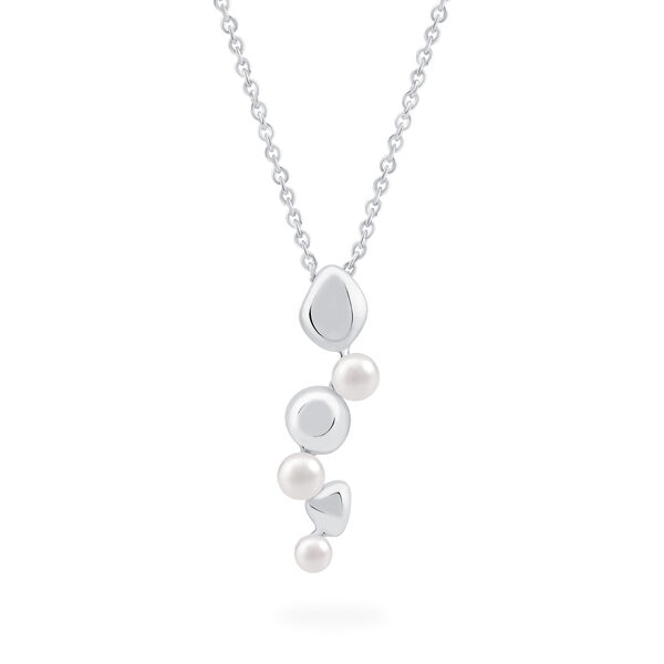 Drop Necklace in Sterling Silver with Pearls