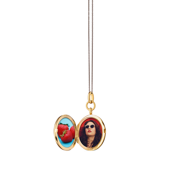 Médaillon Round Locket X Color en vermeil d'or jaune avec émail rouge