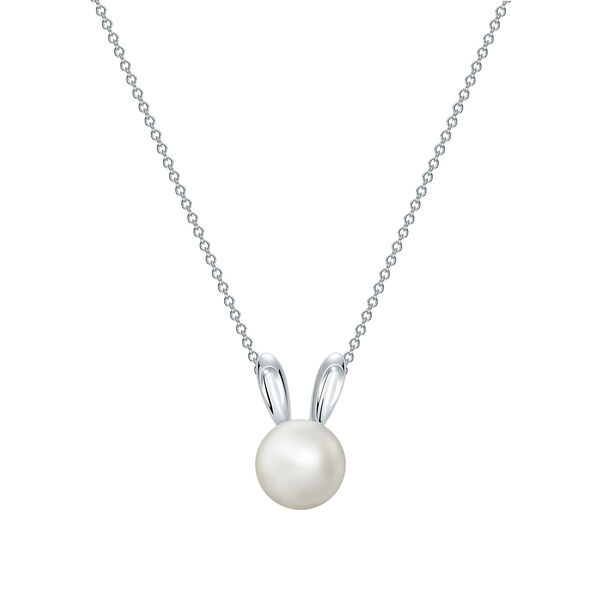 Freshwater Pearl and Silver Arctic Hare Pendant
