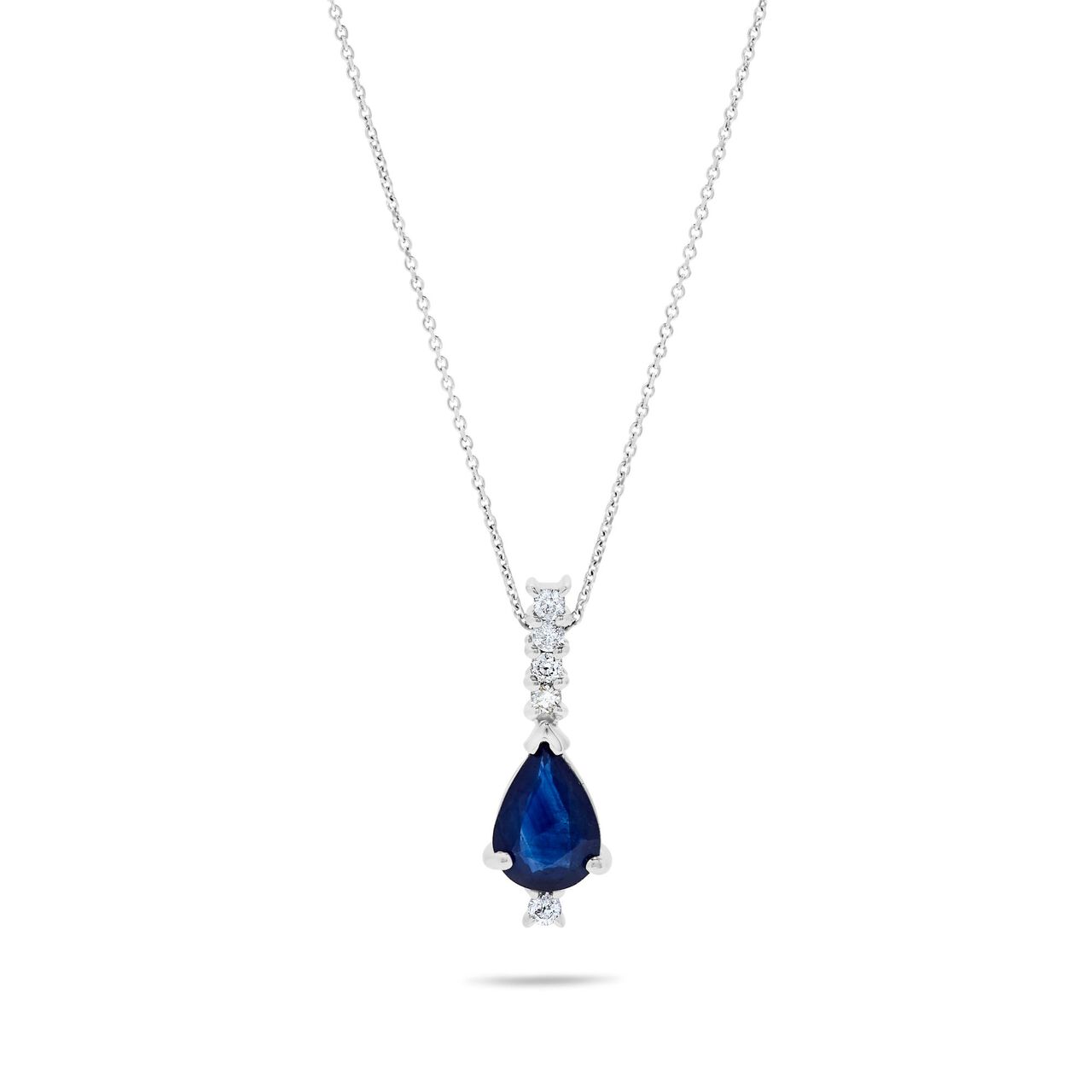 Maison Birks Salon White Gold Pear-Cut Sapphire Pendant with Diamonds Front image number 0