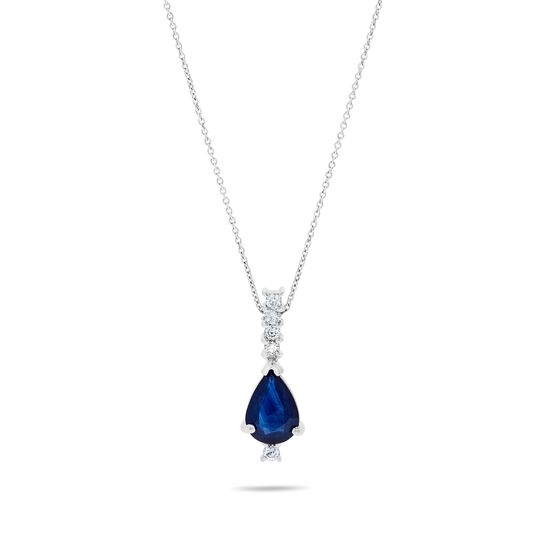 Maison Birks Salon White Gold Pear-Cut Sapphire Pendant with Diamonds Front image number 0