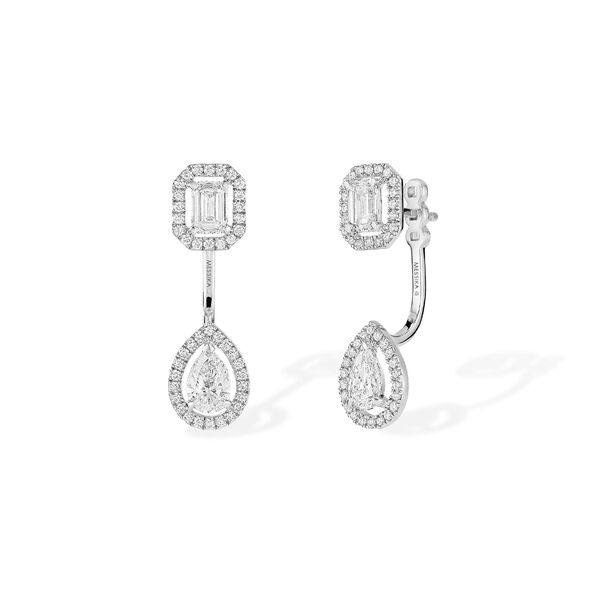 My Twin Large White Gold and Diamond Pavé Drop Earrings