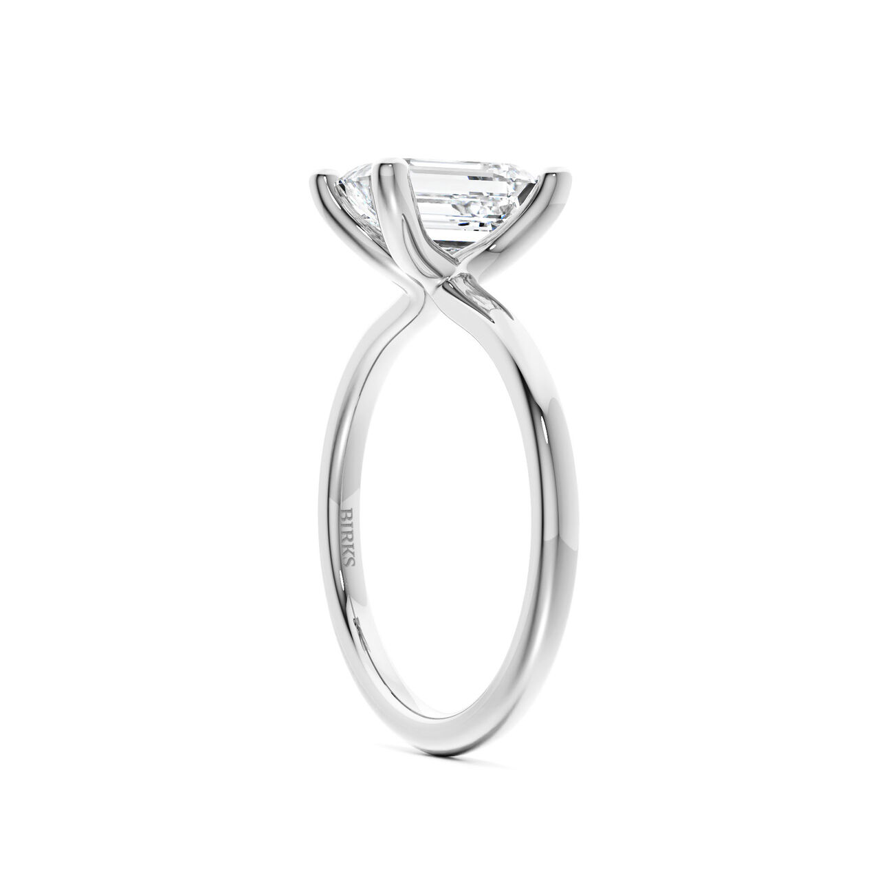 Birks Ros&eacute;e du Matin Emerald-Cut Solitaire Diamond Engagement Ring in Platinum image number 1