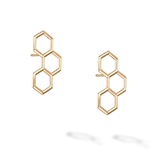 Yellow Gold Hexagons Drop Earrings image number 1