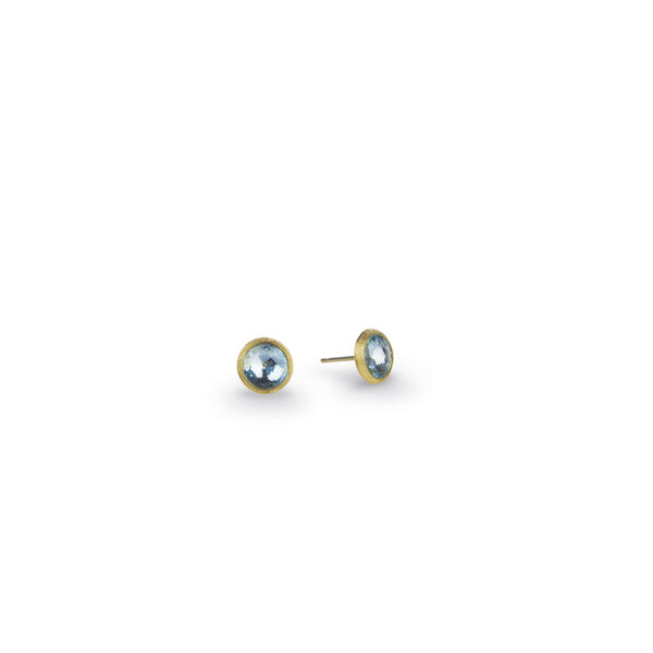 Boucles d'oreilles clous Jaipur Colour en or jaune avec topazes bleues