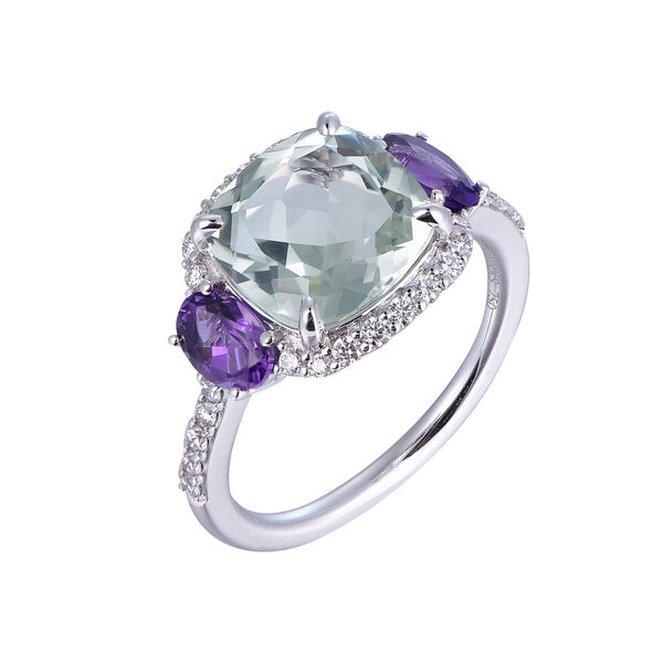 Bague Améthyste Verte et Violette en Or Blanc