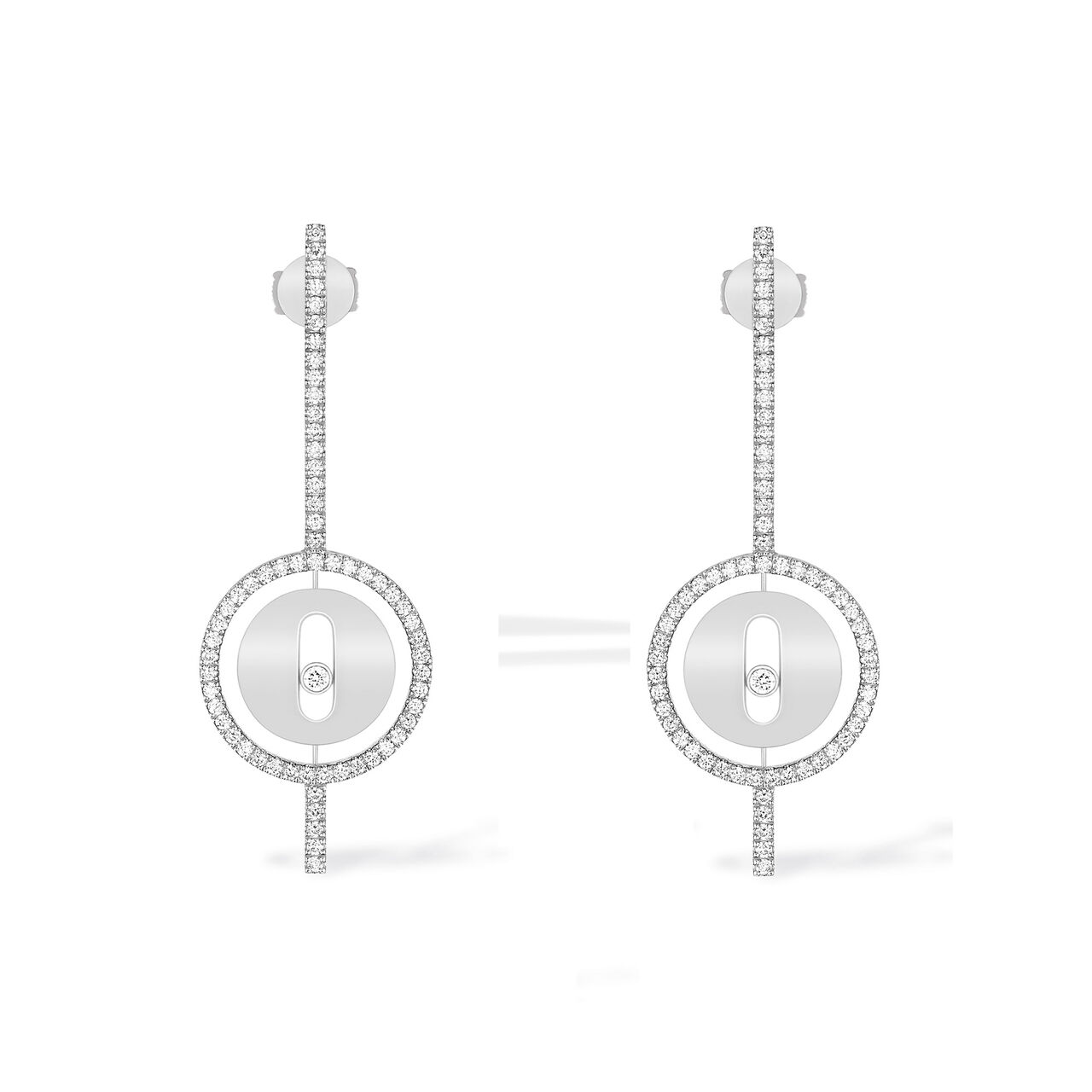 Lucky Move Arrow White Gold and Diamond Drop Earrings image number 0
