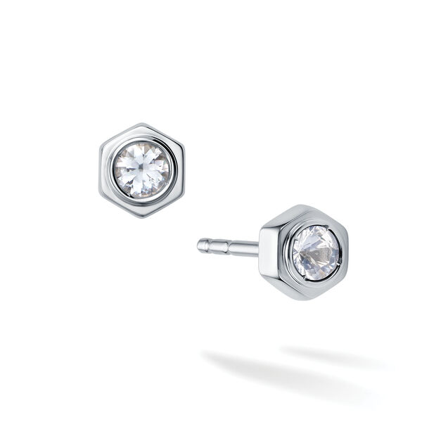 White Quartz and Silver Stud Earrings