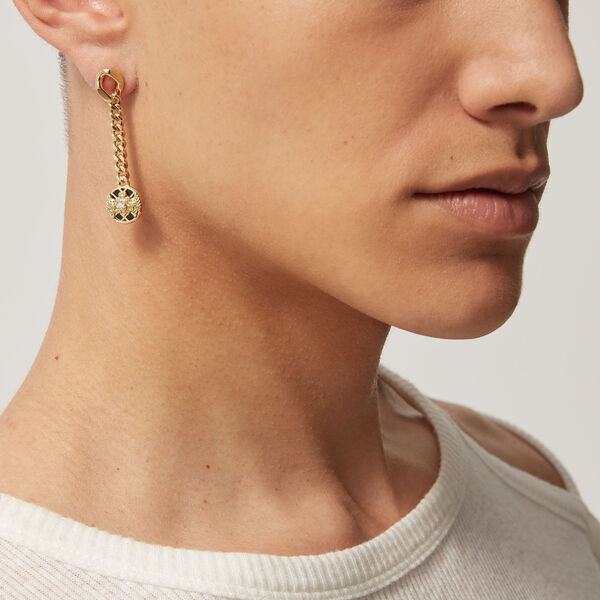 Boucle d'oreille Emblem en or jaune diamant et onyx