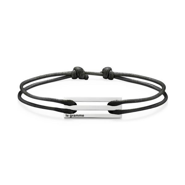 2.5g Silver Black Cord Bracelet