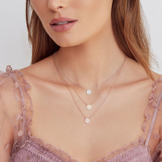 White Gold Pendant with Diamond Pave On Model image number 1