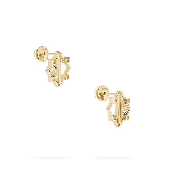 Guilloché Yellow Gold Half-Filled Earrings, Small