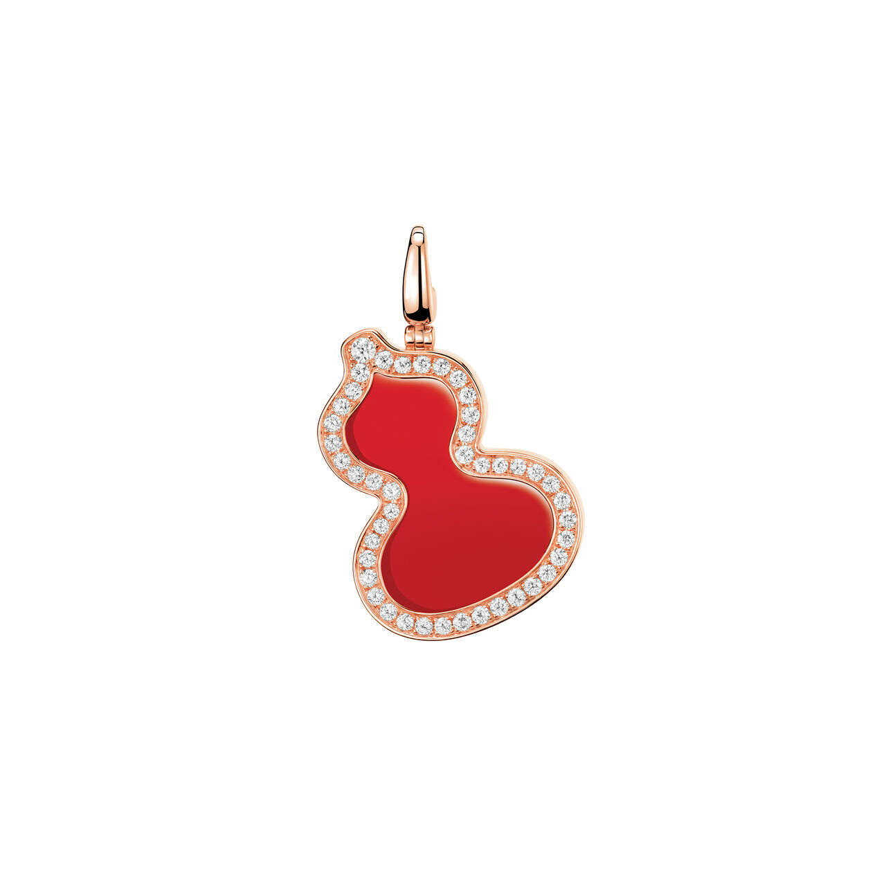 Qeelin Wulu Rose Gold Charm with Diamonds and Red Agate image number 0