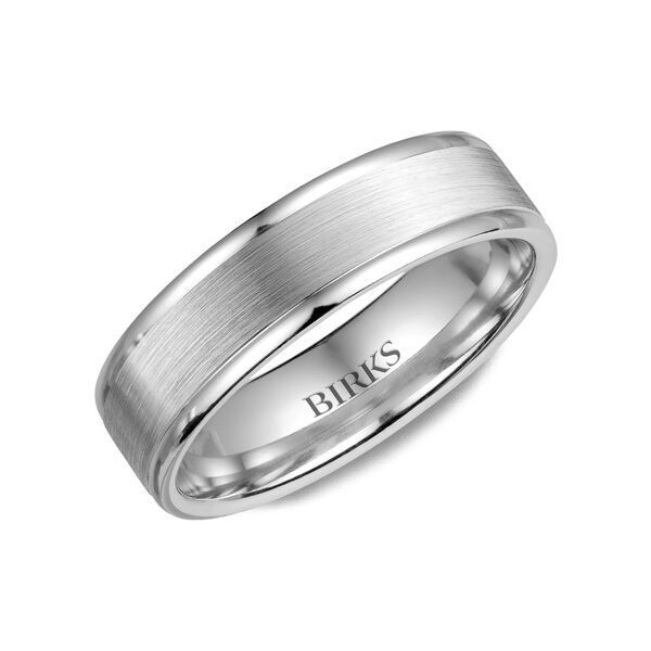 6 MM White Gold Wedding Band with Flat Centre