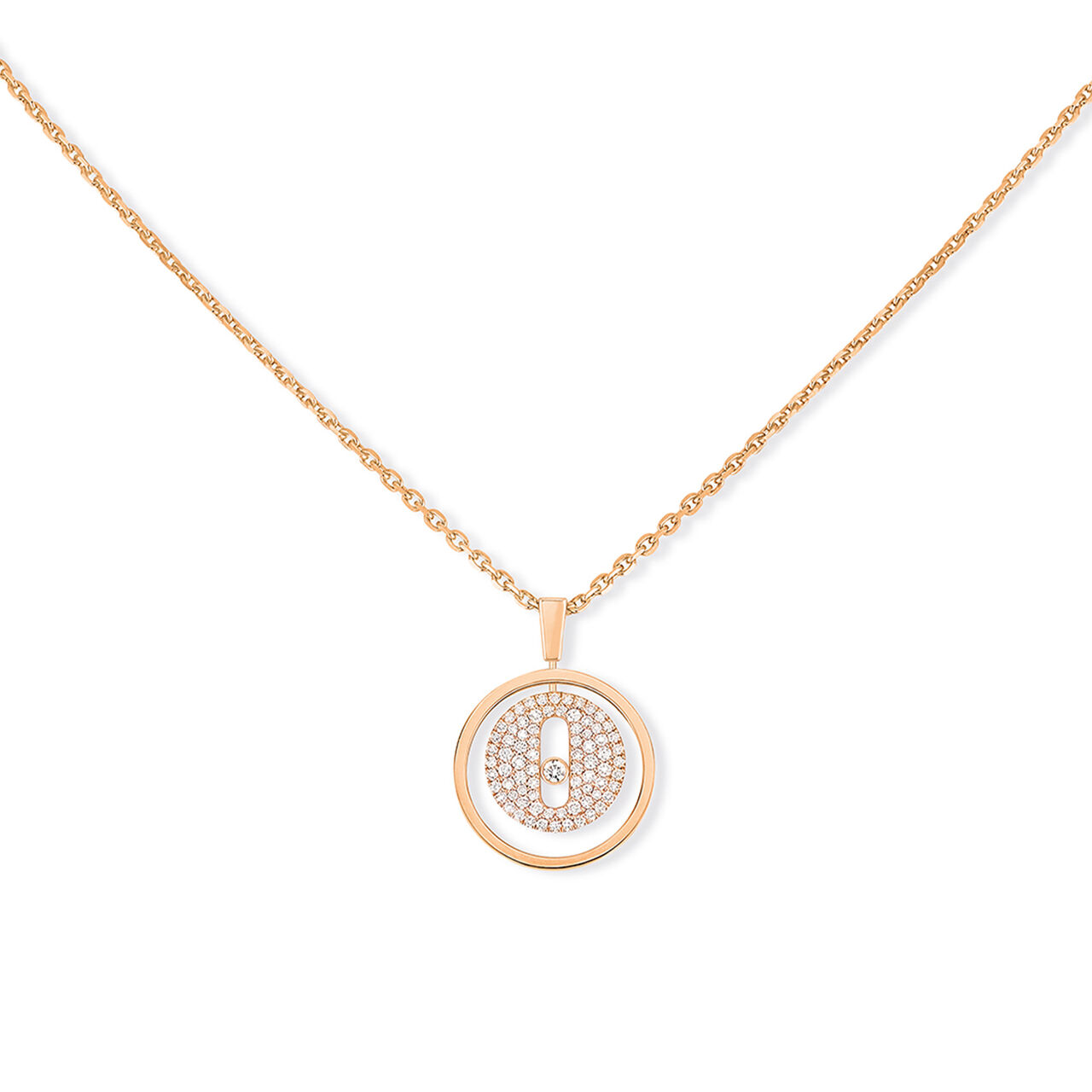 Lucky Move Small Rose Gold and Diamond Pavé Pendant image number 0