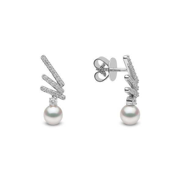Boucles d'oreilles Sleek en or blanc avec perles et diamants