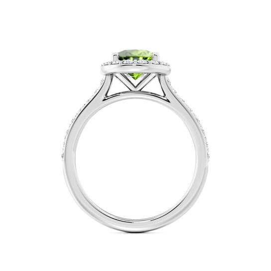 Birks Ros&eacute;e du Matin Oval-Cut Peridot Ring with Halo and Pav&eacute; Band image number 3