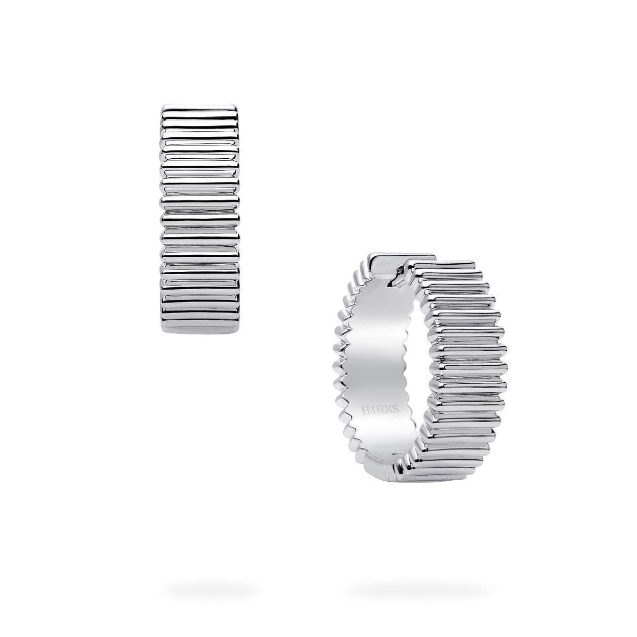 Birks Essentials Silver Pleated Hoops image number 0