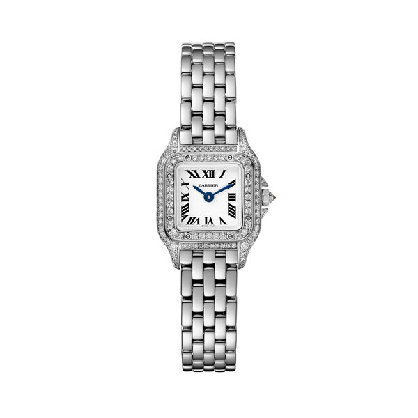 Panthère de Cartier 25 x 20mm quartz en or blanc et diamants, mini modèle