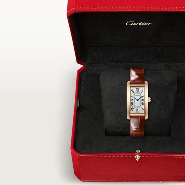 Tank Américaine 35 x 19 mm quartz en or rose, petit modèle