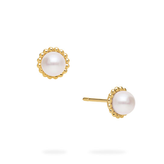 Birks Essentiels Boucles d&rsquo;oreilles en or jaune avec perles d&rsquo;eau douce et billes d&rsquo;or image number 0