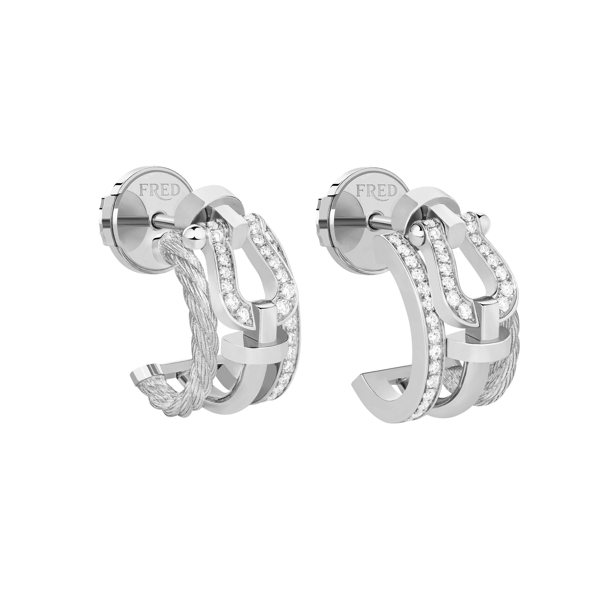 Force 10 Rise Small Gold and Diamond Pavé Half Hoop Earrings