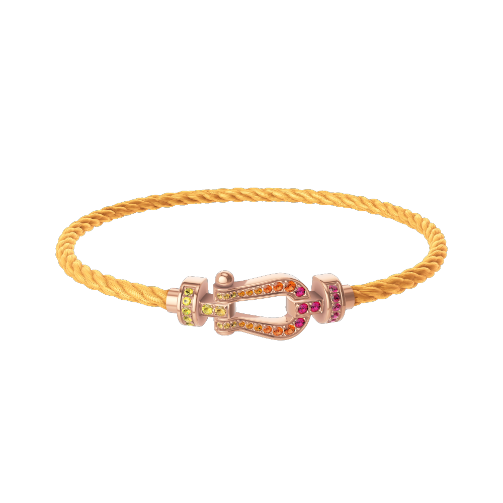 Force 10 Medium Rose Gold and Multi-Stone Pavé Cable Bracelet
