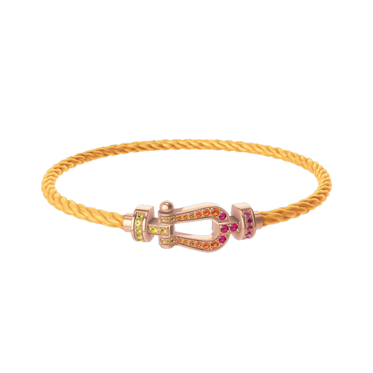 FRED Force 10 Medium Rose Gold and Multi-Stone Pav&eacute; Cable Bracelet 0B0202-6B1207 image number 0
